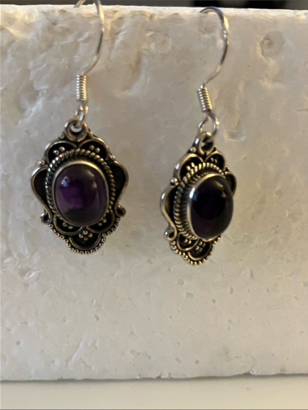 Vintage-Inspired Amethyst Drop Earrings Sterling Silver